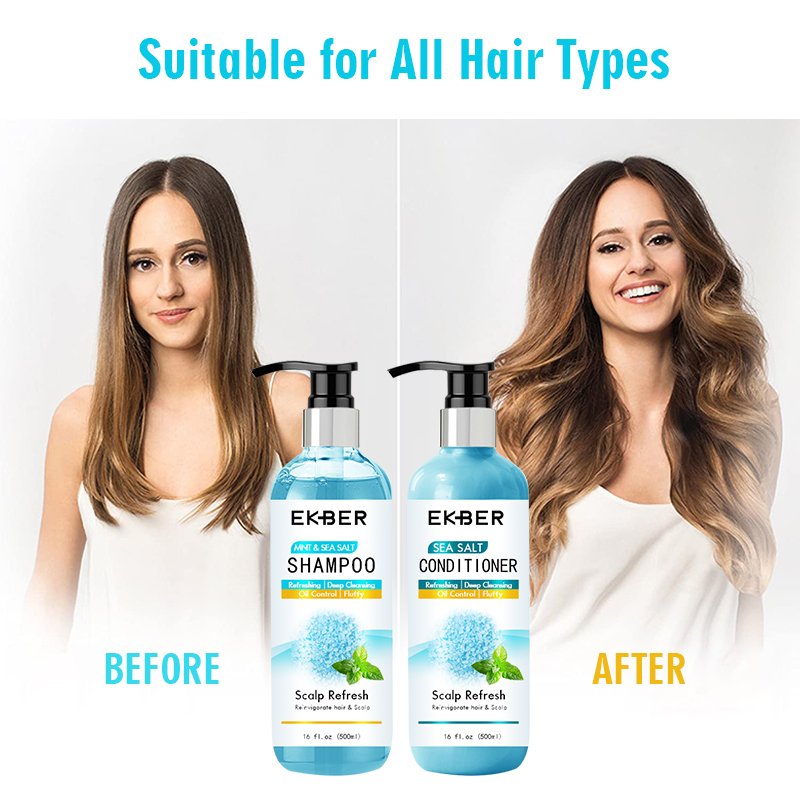 Private Label Wholesale EKBER Fragrance Sea Salt Mint Shampoo Conditioner Refreshing Nourishing OIL-CONTROL Shampoo