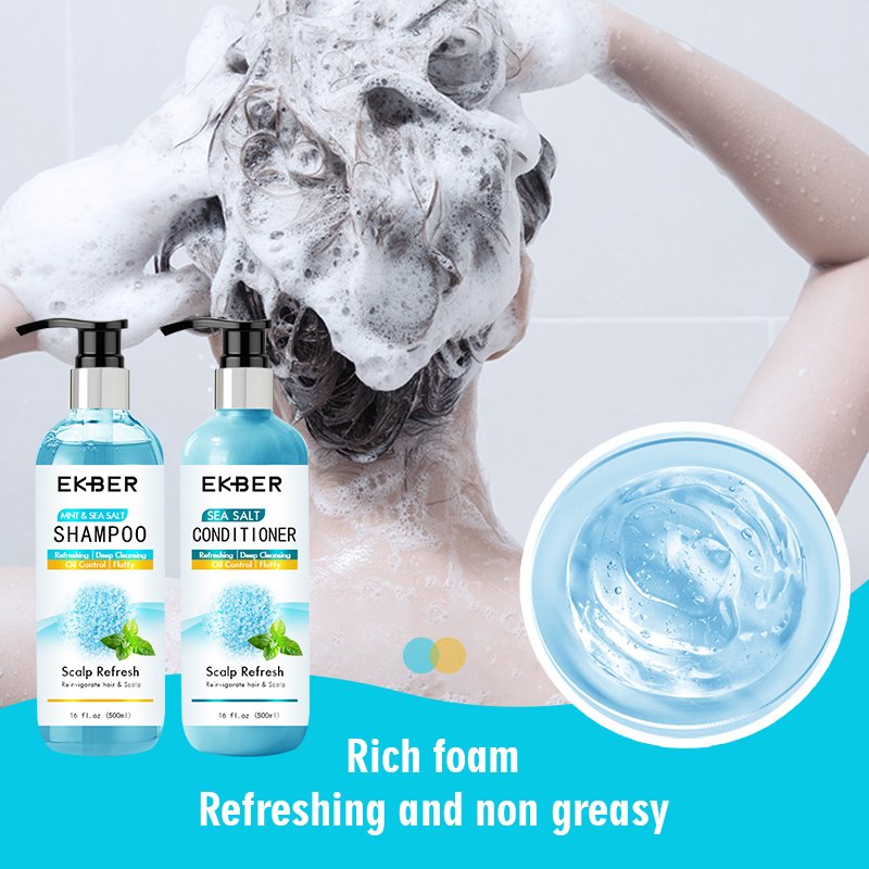 Private Label Wholesale EKBER Fragrance Sea Salt Mint Shampoo Conditioner Refreshing Nourishing OIL-CONTROL Shampoo