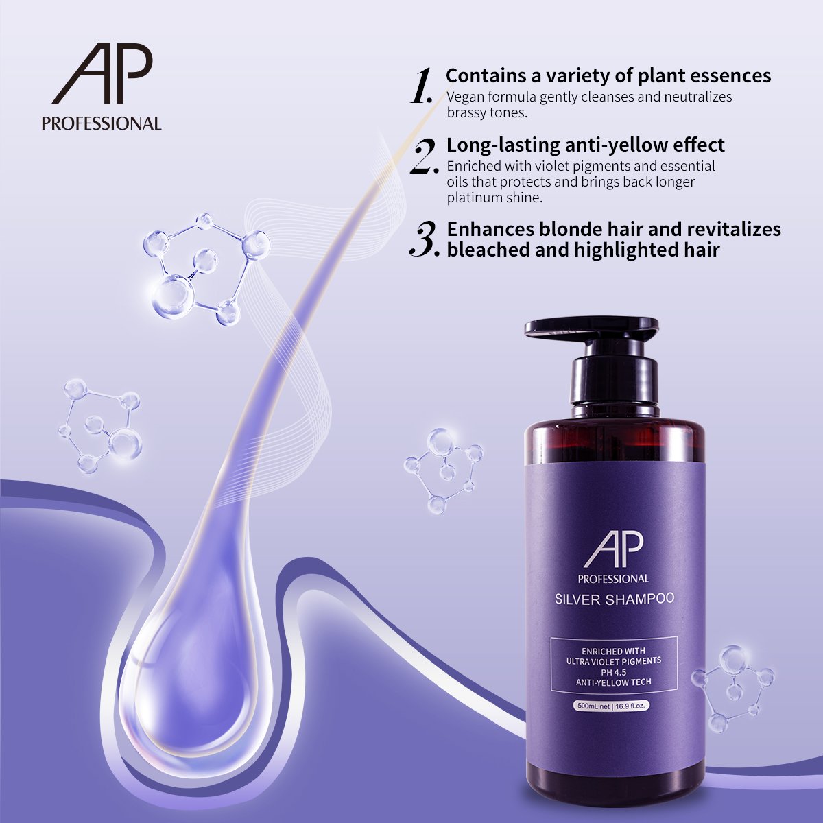 Manufacturer Wholesale Professional Protect Hair After Colored Remove Yellow Tone Purple Silver No Yellow Shampoo