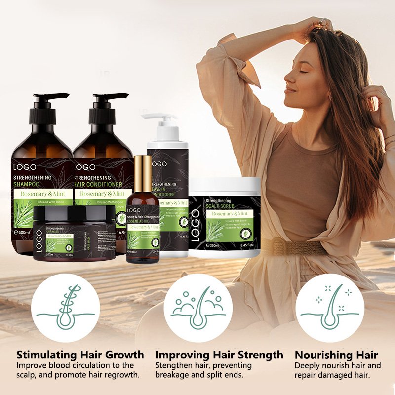 Private Label Hair Care Set Sulfate Free Shampoo Organic Peppermint Anti Dandruff Repair Rosemary Hair Shampoo And Conditioner