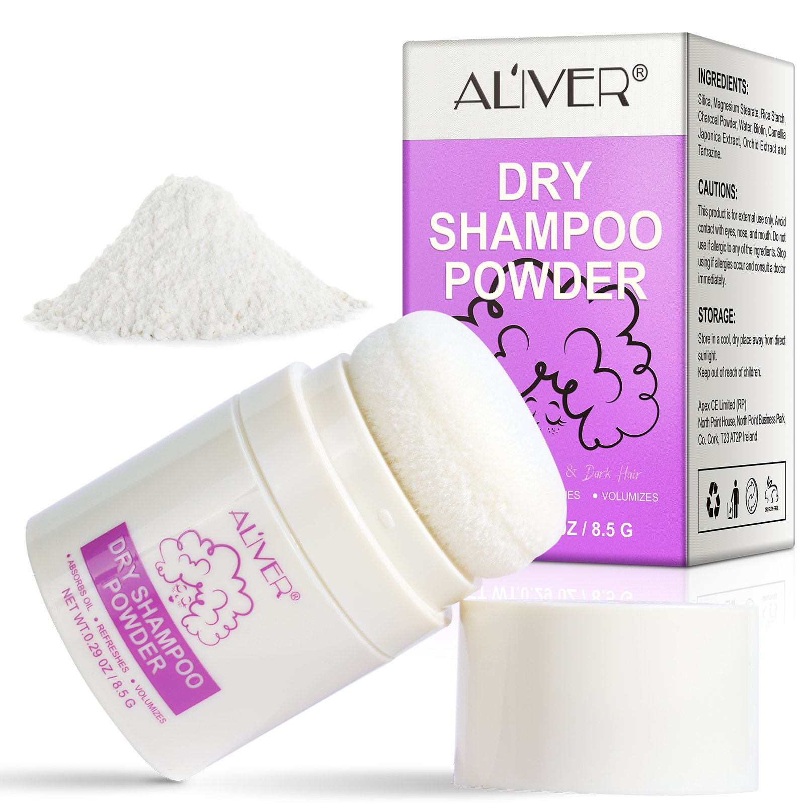 ALIVER absorbs oil refreshes 8.5g private label powdered dry shampoo manufacturers dry shampoo powder eco friendly