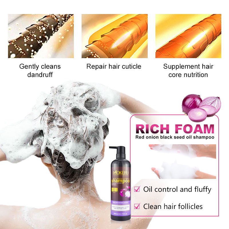 MOKERU 900ml Wholesale Natural onion hair loss shampoo MOKERU onion shampoo for Women Home use