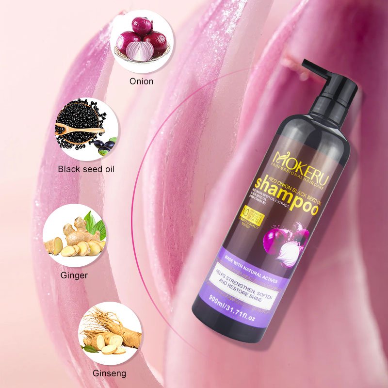 MOKERU 900ml Wholesale Natural onion hair loss shampoo MOKERU onion shampoo for Women Home use