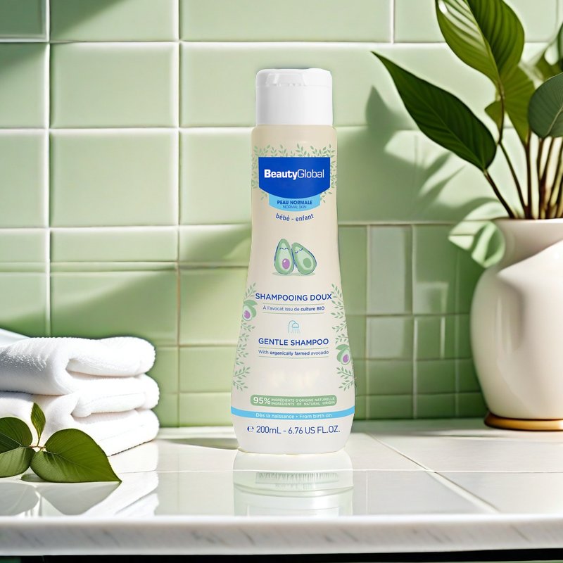 Organic mild no harsh chemicals tear-free hair scalp cleansing baby shampoo for sensitive skin