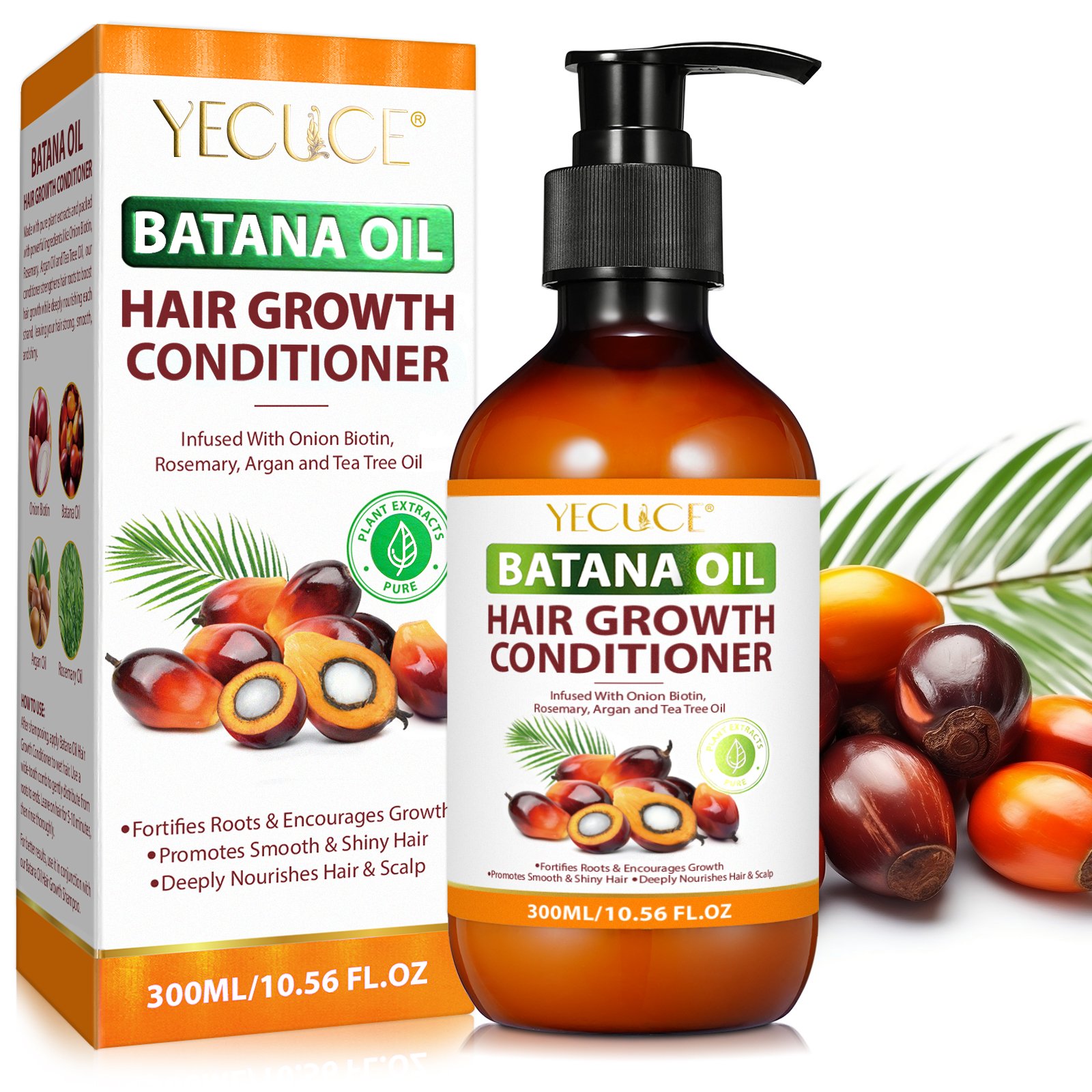 YECUCE deeply nourishes scalp 300ml biotin onion hair shampoo and conditioner,batana oil hair conditioner