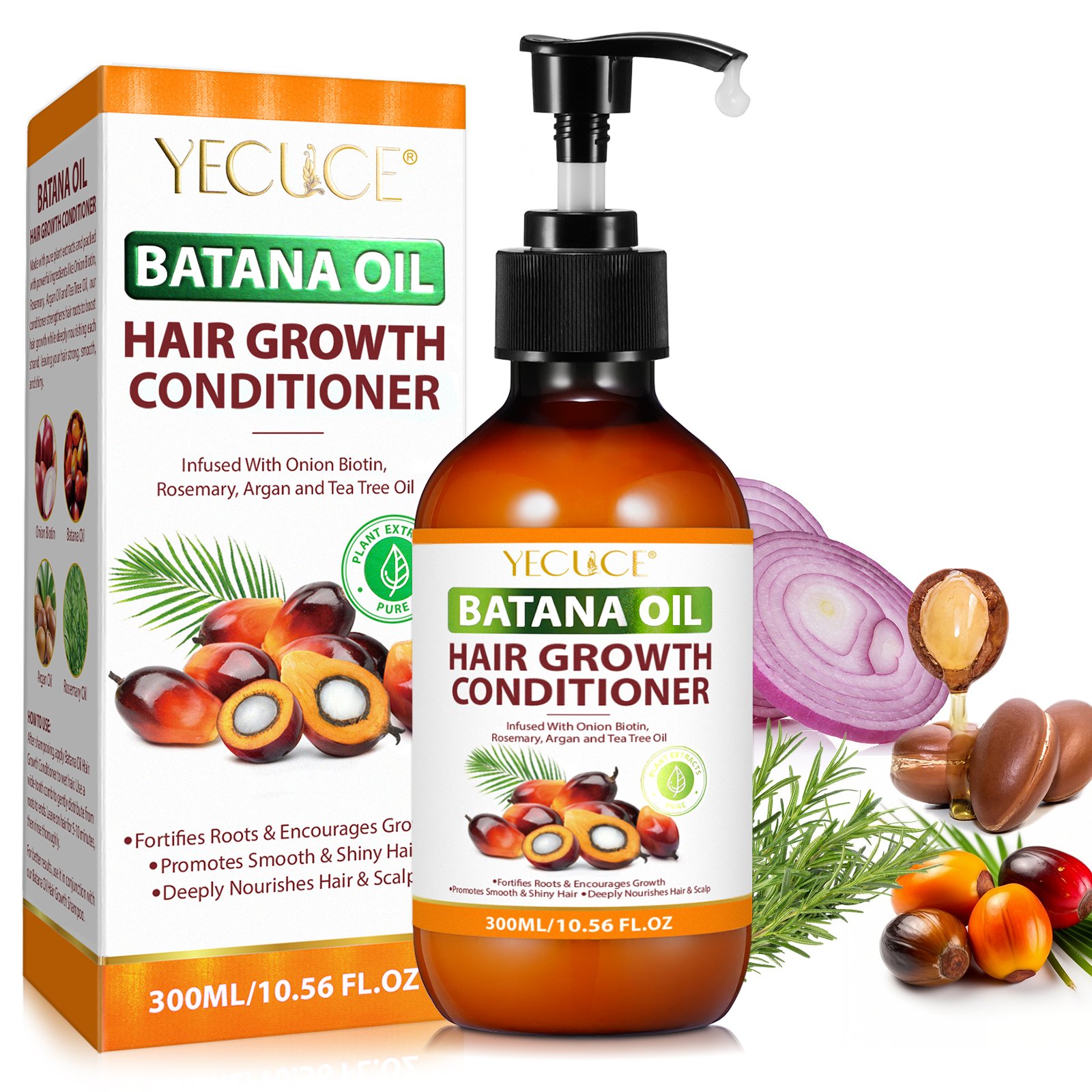 YECUCE deeply nourishes scalp 300ml biotin onion hair shampoo and conditioner,batana oil hair conditioner