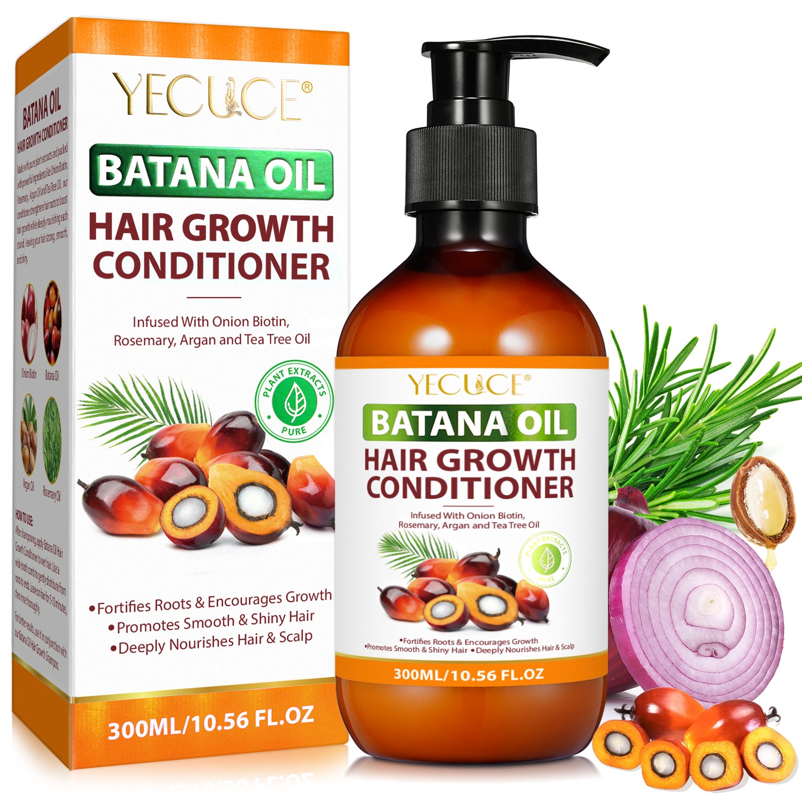 YECUCE deeply nourishes scalp 300ml biotin onion hair shampoo and conditioner,batana oil hair conditioner