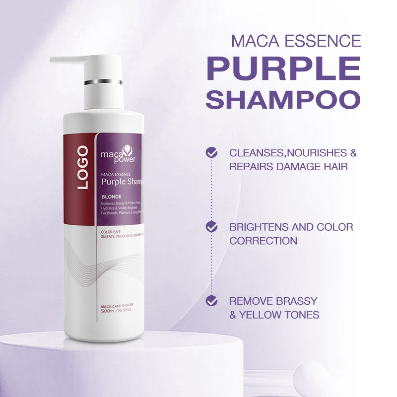 Professional Salon No Yellow Purple Hair Shampoo Color Protection Maca Purple Shampoo For Blonde & Gray Hair