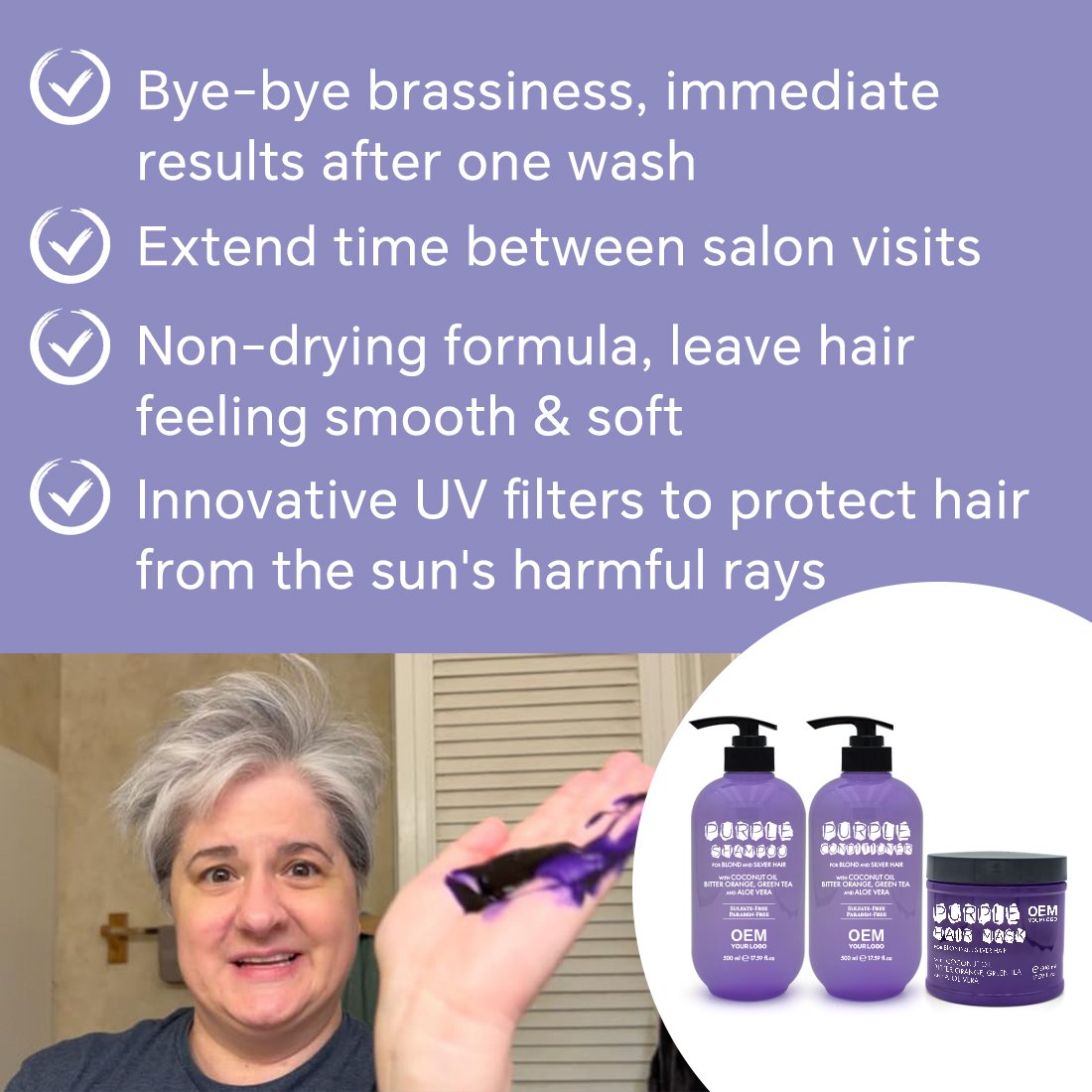 Anti Yellow Shampoo Tea Tree Oil Shampoo Sulfate Free Organic Natural Vegan Hair Growth Shampoo and Conditioner Set for Women