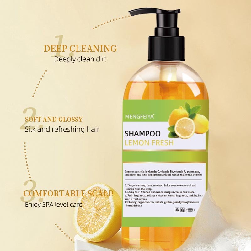 Mengfeiya Botanical Lemon Shampoo Natural Smooth Shampoo Long lasting Fragrance Moisturizing Refreshing Oil Control Hair Shampoo
