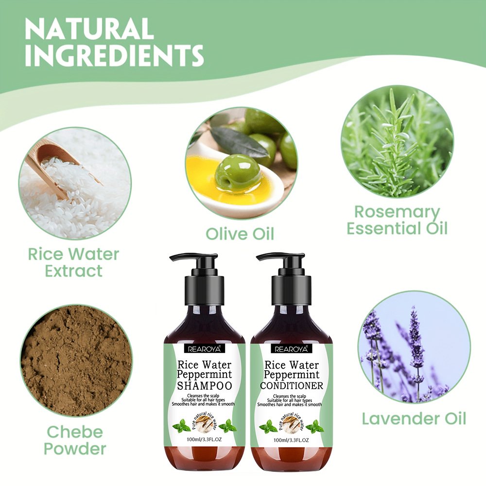Wholesale Clean Moisturize Scalp Rice Water Mint Smooth Hair Shampoo and Hair Conditioner