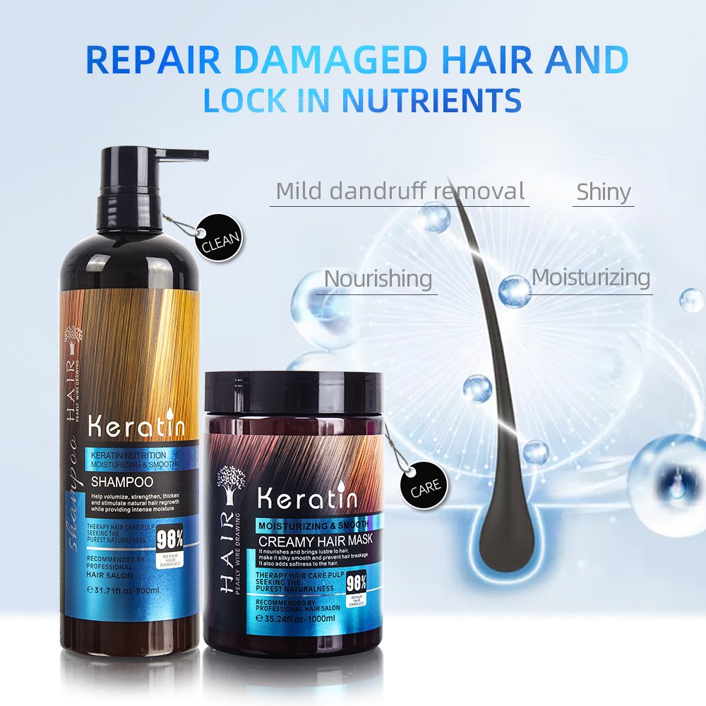 In Stock Keratin Hair Shampoo And Conditioner Set Wholesale Natural Organic Biotin Private Label Shampoo And Conditioner