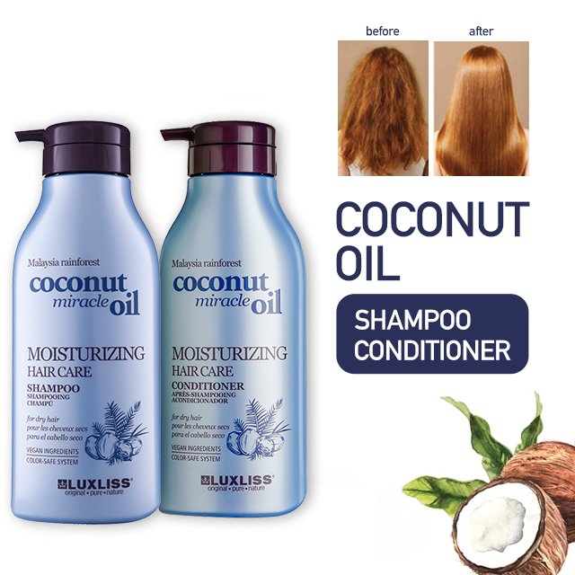 LUXLISS Wholesale Moisturizing Repair Damaged Hair Care Coconut Oil Shampoo and Conditioner Private Label for Dry Hair