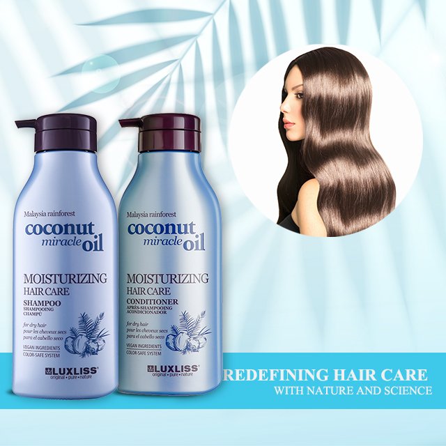 LUXLISS Wholesale Moisturizing Repair Damaged Hair Care Coconut Oil Shampoo and Conditioner Private Label for Dry Hair