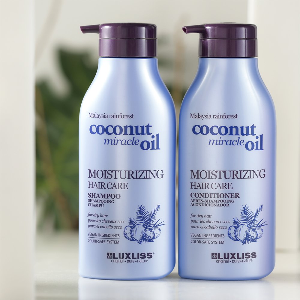 LUXLISS Wholesale Moisturizing Repair Damaged Hair Care Coconut Oil Shampoo and Conditioner Private Label for Dry Hair