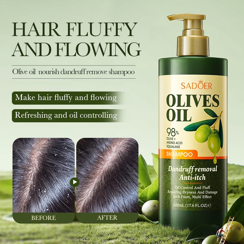 SADOER Wholesale Natural Olive Oil Anti-dandruff Repair Hair Smoothing cleansing Shampoo for Hair Care