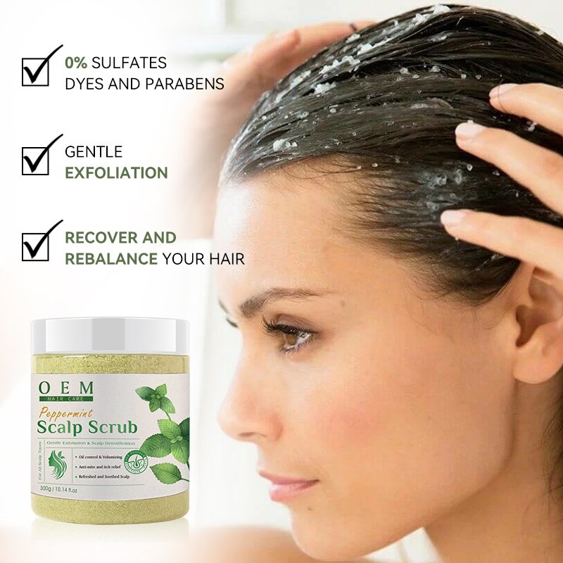 Private Label Anti Dandruff Hair Shampoo Scalp Care Detox Treatment Peeling Rosemary Mint Clarifying Hair Scalp Scrub
