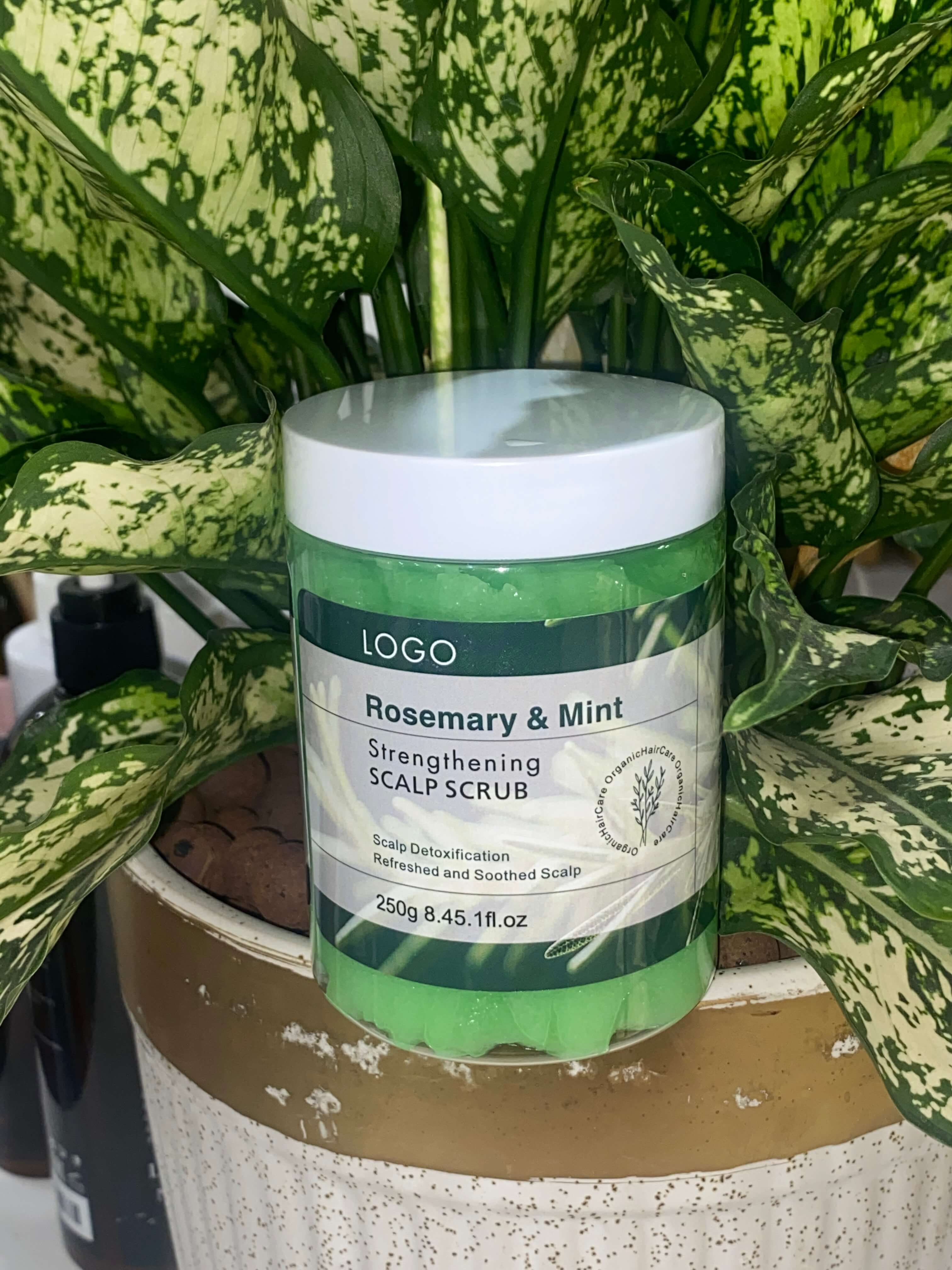 Private Label Anti Dandruff Hair Shampoo Scalp Care Detox Treatment Peeling Rosemary Mint Clarifying Hair Scalp Scrub