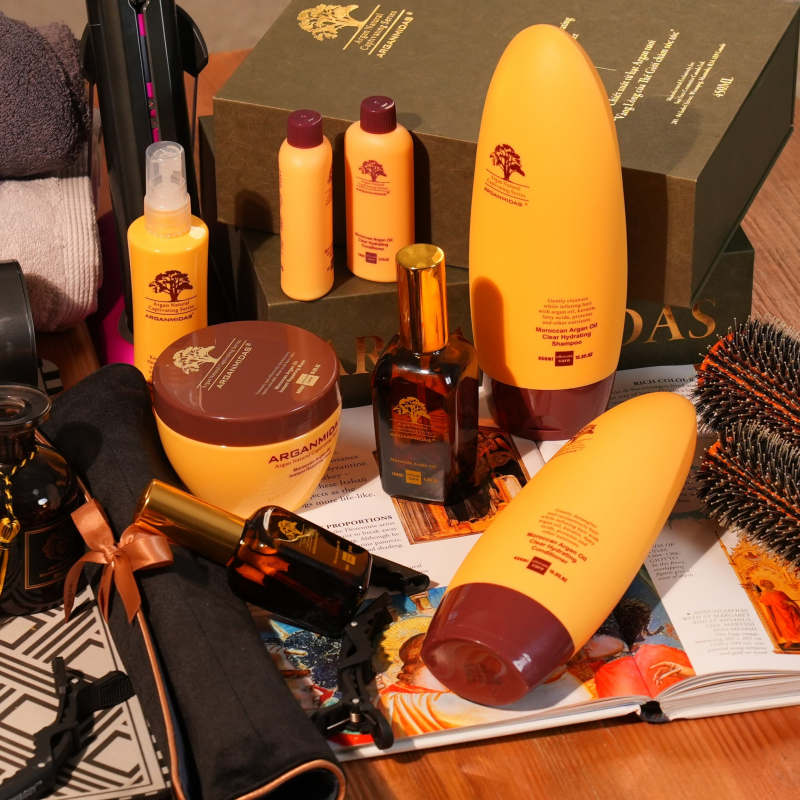 Arganmidas Organic Hair Care Set Protein Treatment Leave In Hair Oil Moroccan Argan Oil Hair Shampoo And Conditioner