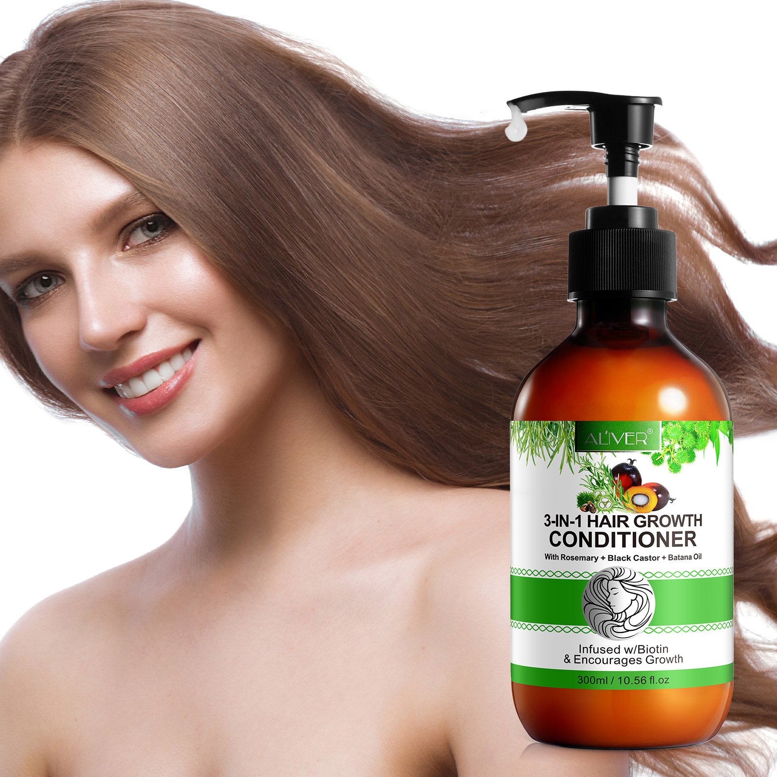 Natural 3 in 1 Hair Growth Strengthening Rosemary Shampoo and Conditioner with Black Castor Batana Oil for All Hair Type