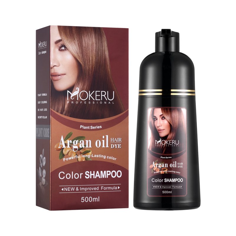 Mokeru magic organic argan oil professional permanent amonia free hair color lock dye shampoo cream just for men