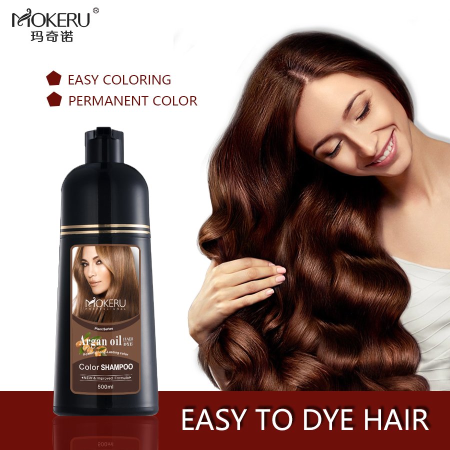 Mokeru magic organic argan oil professional permanent amonia free hair color lock dye shampoo cream just for men