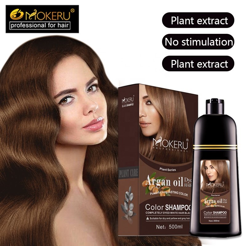 Mokeru magic organic argan oil professional permanent amonia free hair color lock dye shampoo cream just for men