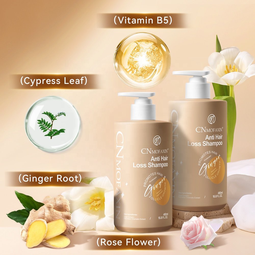 Chinese factory private label ginger anti hair loss shampoo