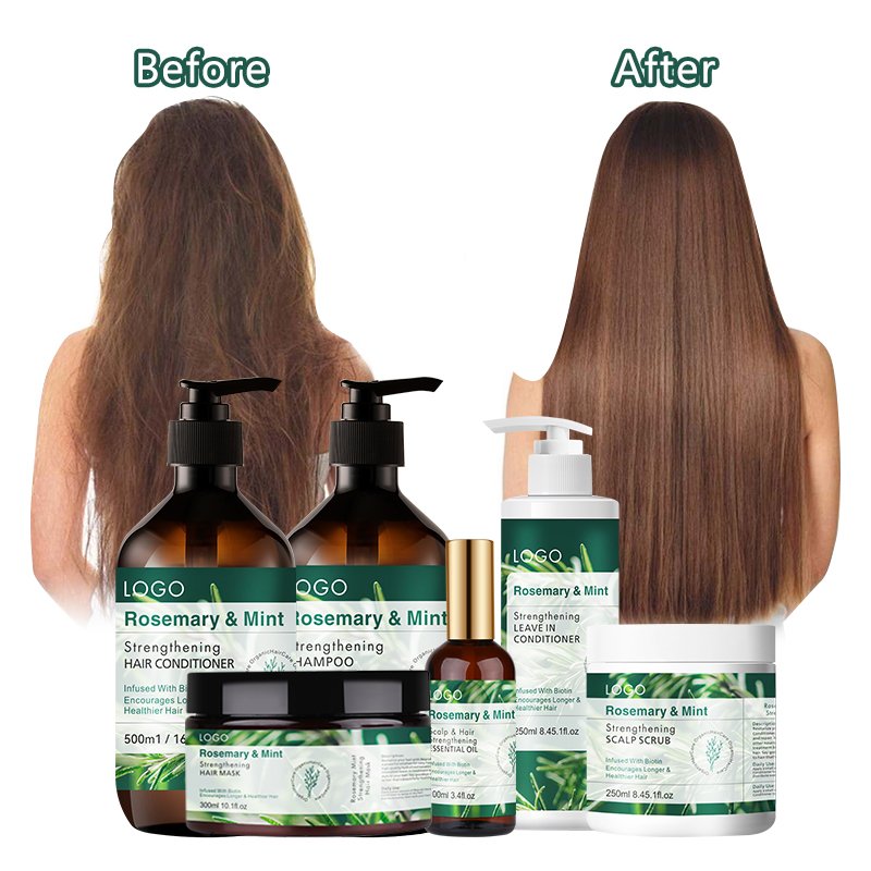 Factory OEM Custom Natural Biotin Rosemary Shampoo And Conditioner Hair Mask Oil For Hair Growth Health Care Set