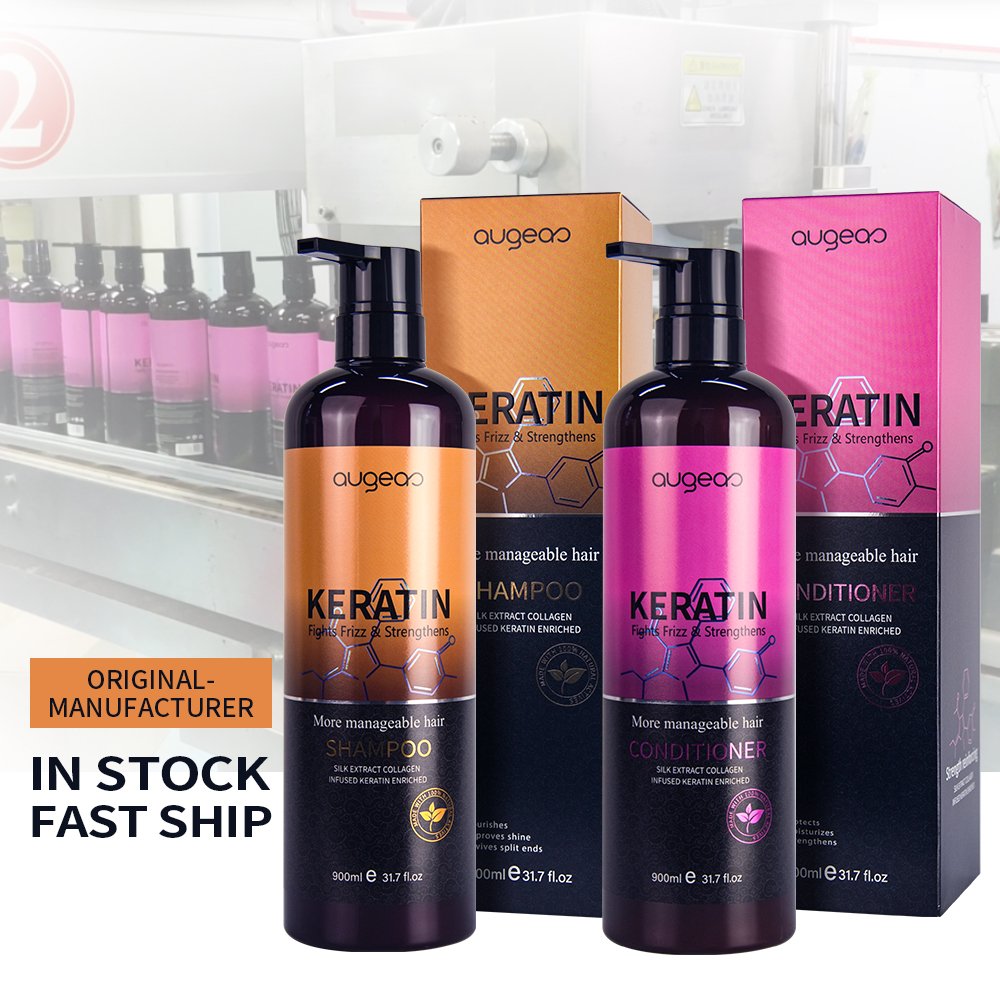 Stock goods natural biotin hair care set organic collagen keratin hair shampoo and conditioner