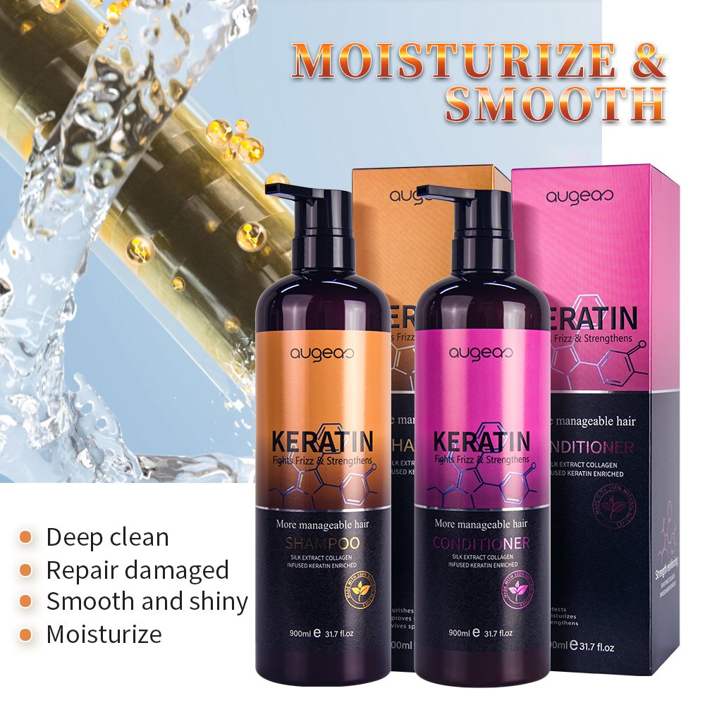 Stock goods natural biotin hair care set organic collagen keratin hair shampoo and conditioner