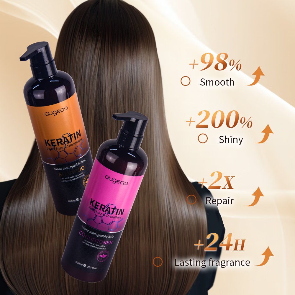 Stock goods natural biotin hair care set organic collagen keratin hair shampoo and conditioner