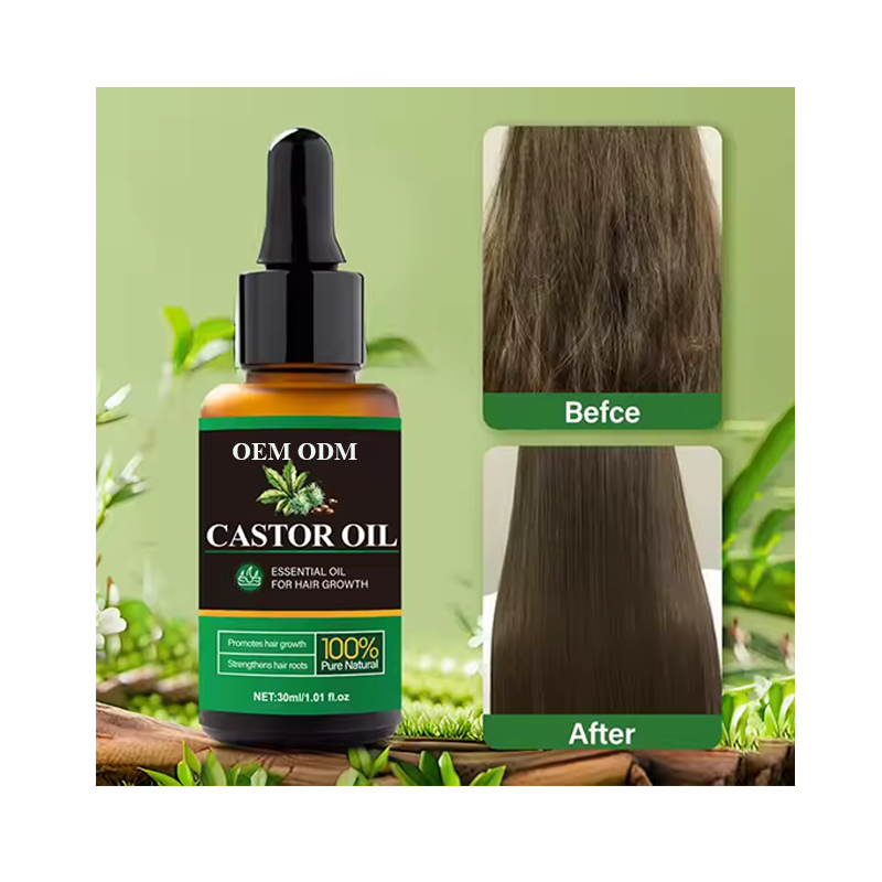 OEM Organic Pure Castor Oil Wholesale Cold Pressed Hair Growth Moisturizer Follicle Strengthening Essential Oil for Hair Care