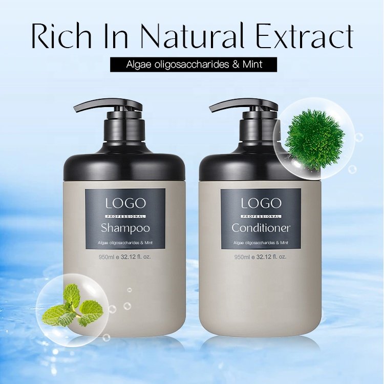 Private Label Hair Moisturizing Organic Algae Oligose And Mint Extract Shampoo Conditioner Sets for Men