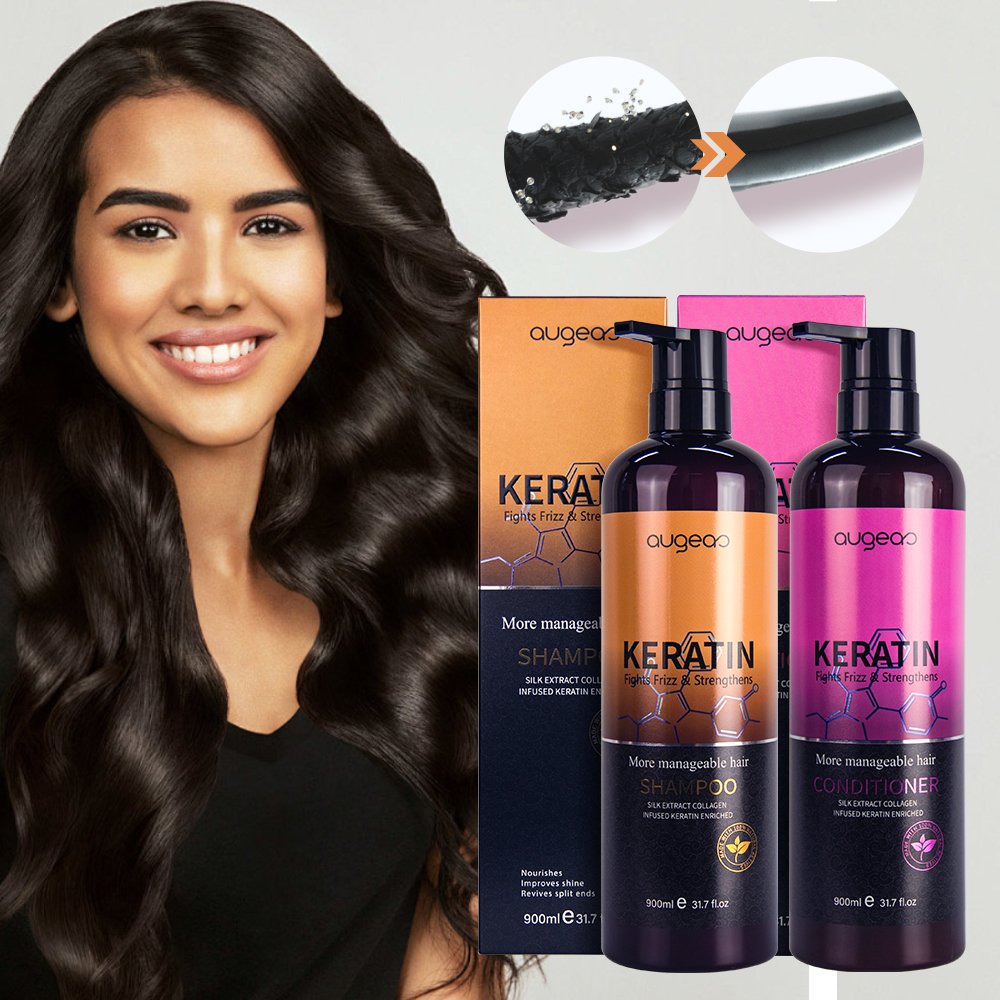 OEM guangzhou private label hair care set Organic sulfate free keratin hair shampoo and conditioner set for home and salon