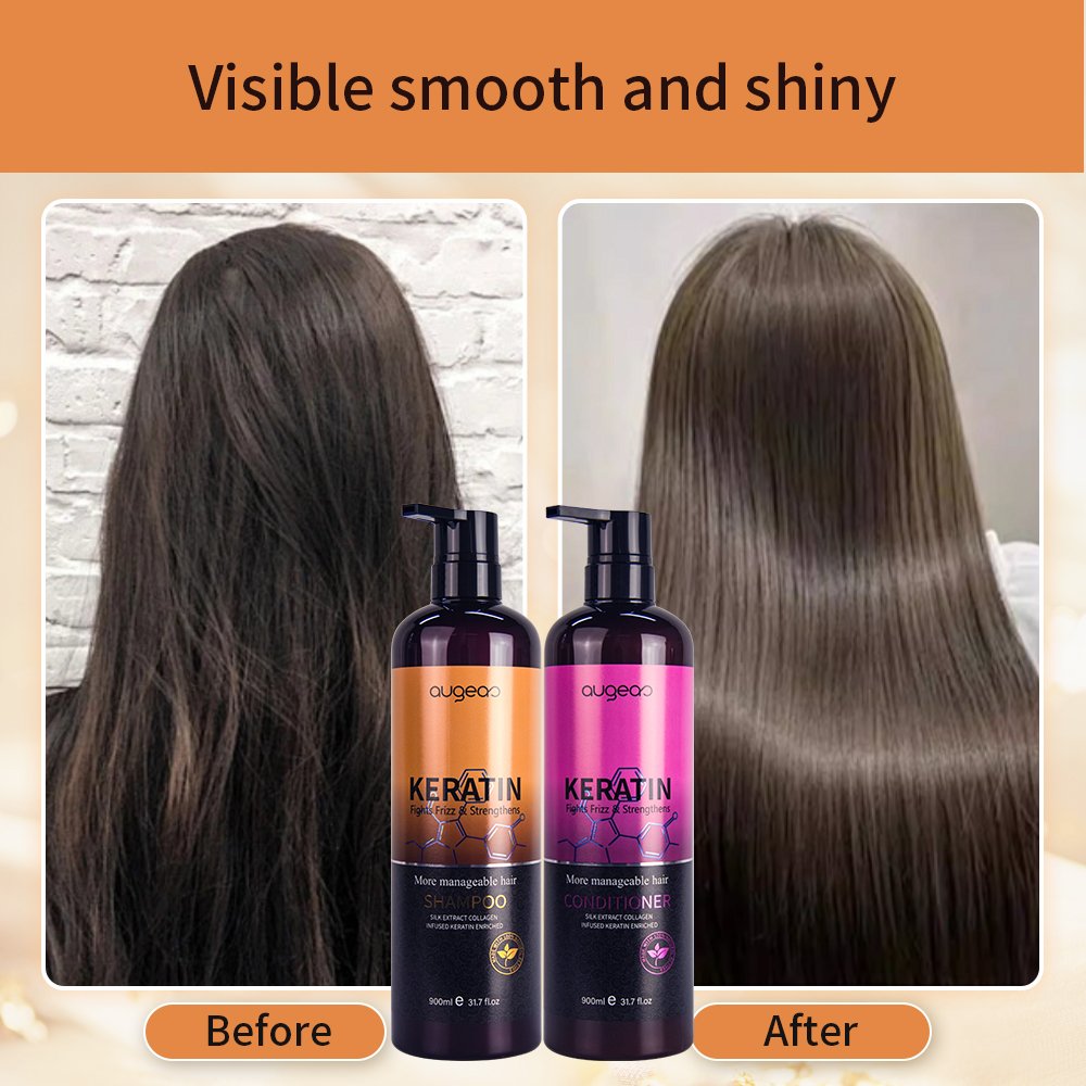 OEM guangzhou private label hair care set Organic sulfate free keratin hair shampoo and conditioner set for home and salon