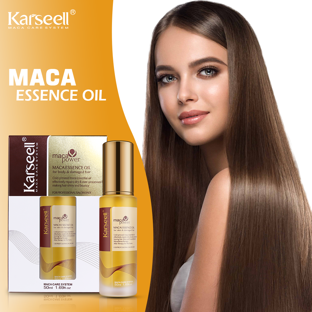 Karseell Leving Hair Clean And Shiny Fluffy Maca Essence Oil And Argan Oil For Protect Color