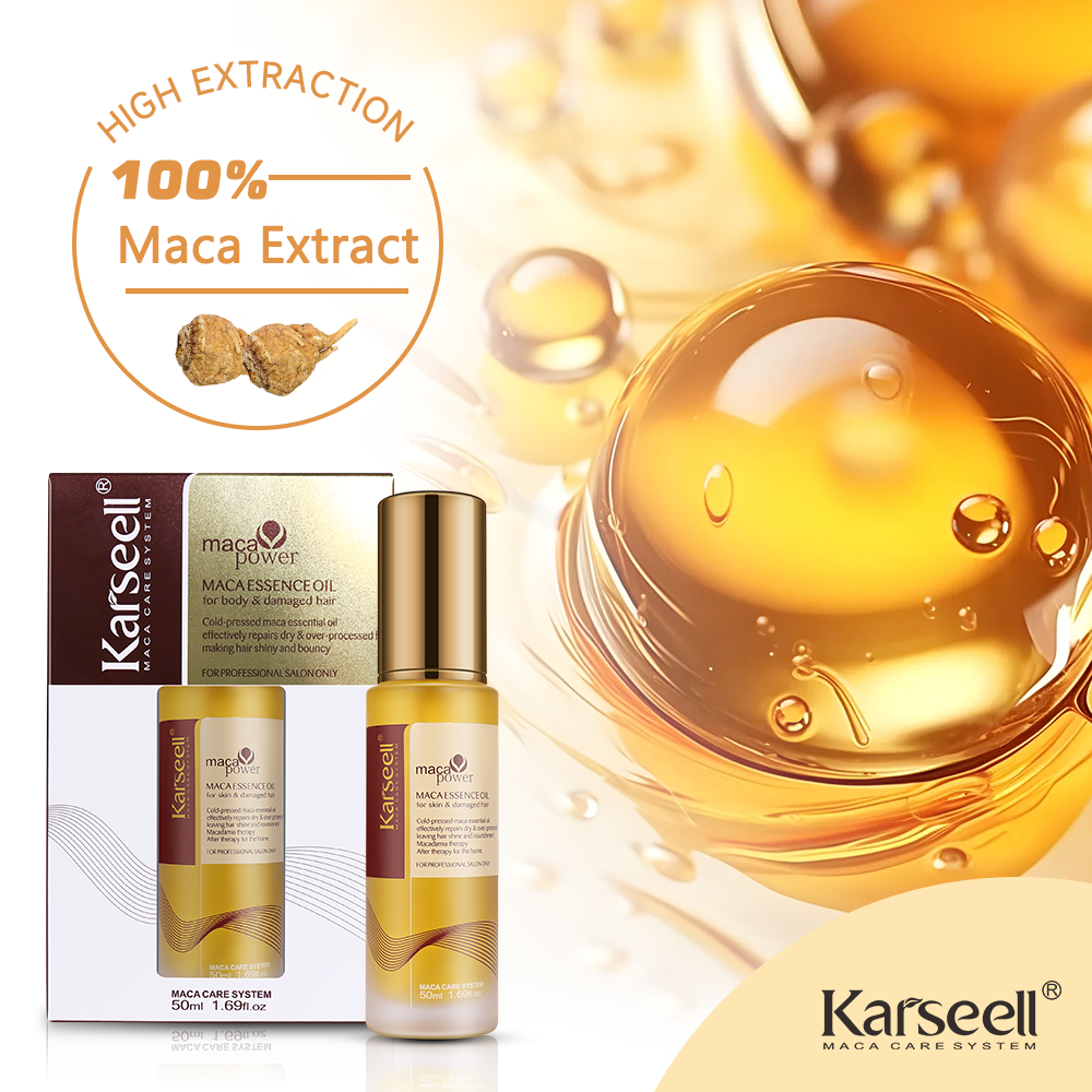 Karseell Leving Hair Clean And Shiny Fluffy Maca Essence Oil And Argan Oil For Protect Color