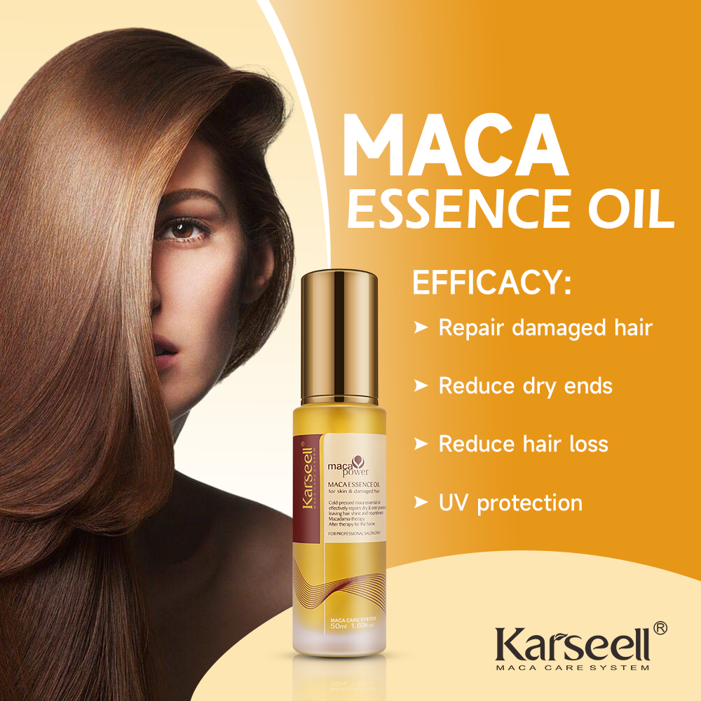 Karseell Leving Hair Clean And Shiny Fluffy Maca Essence Oil And Argan Oil For Protect Color