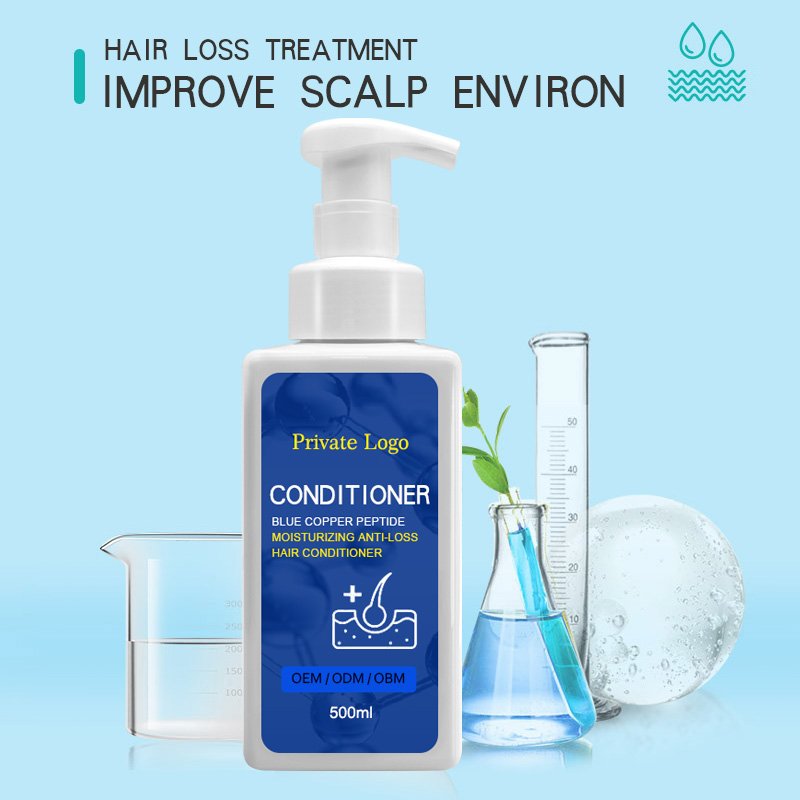 Private Label Blue Copper Peptide Ghk-cu Natural Anti-dropping Hair Shampoo and Conditioner for Hair Loss