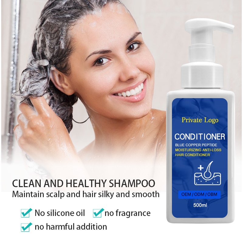 Private Label Blue Copper Peptide Ghk-cu Natural Anti-dropping Hair Shampoo and Conditioner for Hair Loss