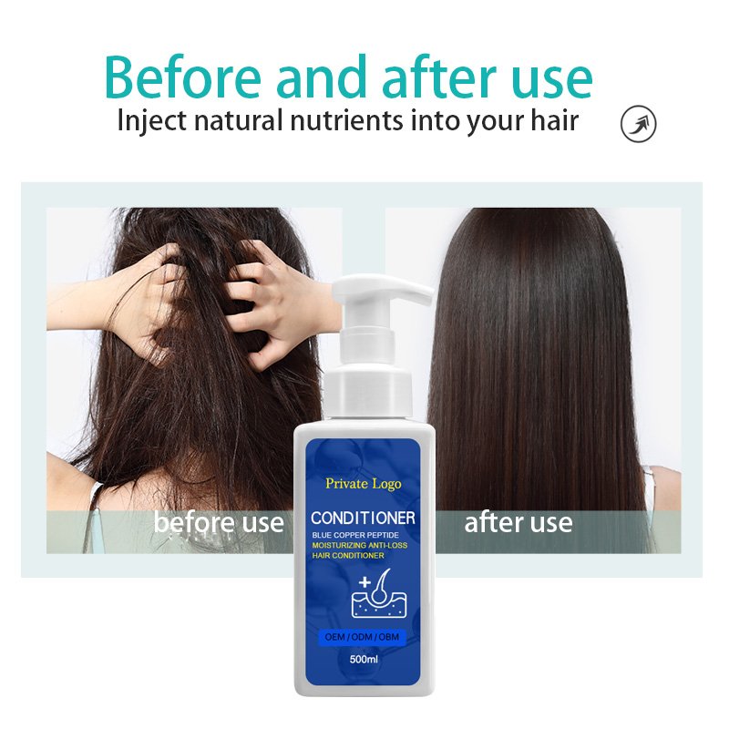 Private Label Blue Copper Peptide Ghk-cu Natural Anti-dropping Hair Shampoo and Conditioner for Hair Loss