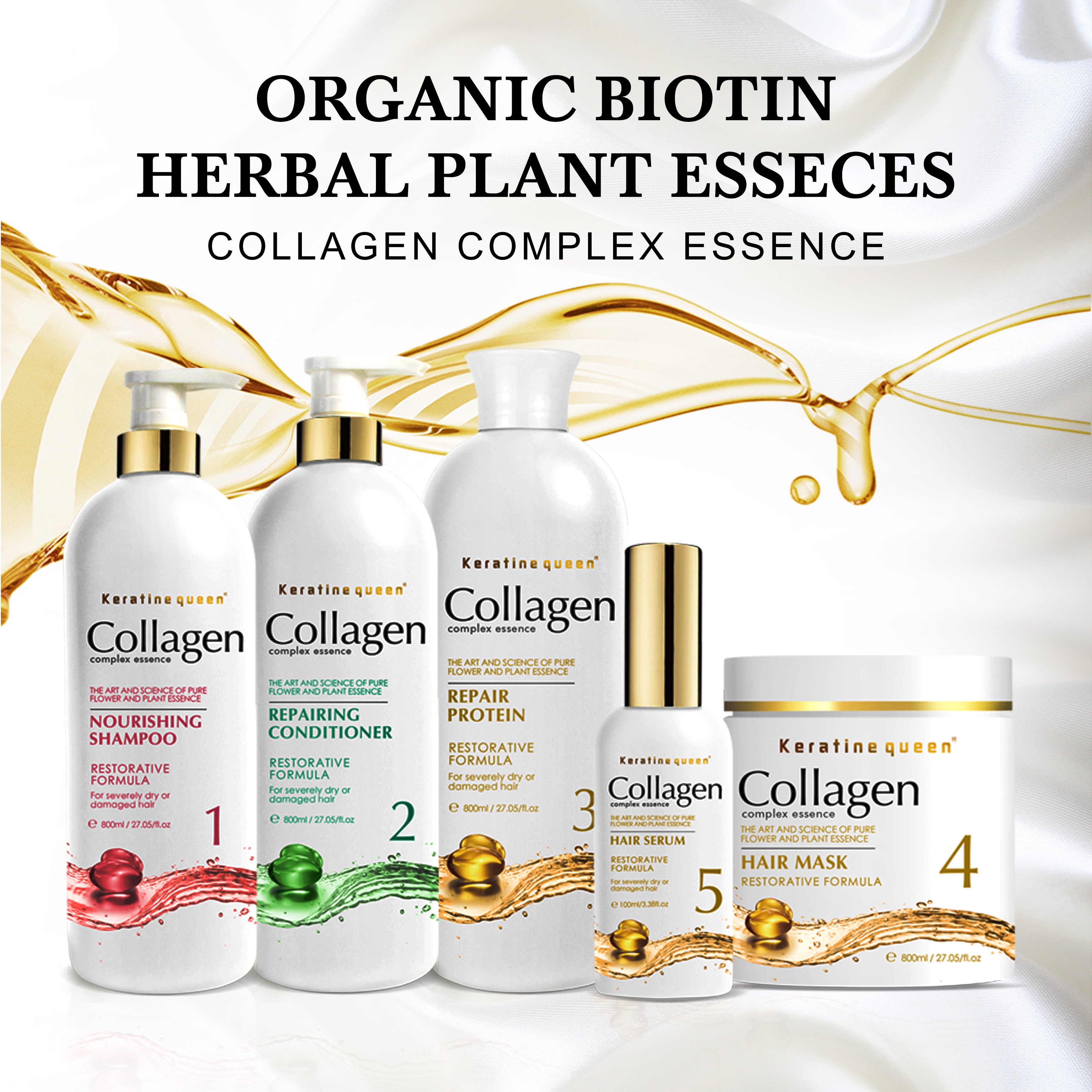 Factory Wholesale Natural Collagen Hair Shampoo Organic Repairing Nourishing Damaged Dry Hair Care Shampoo and Conditioner Set