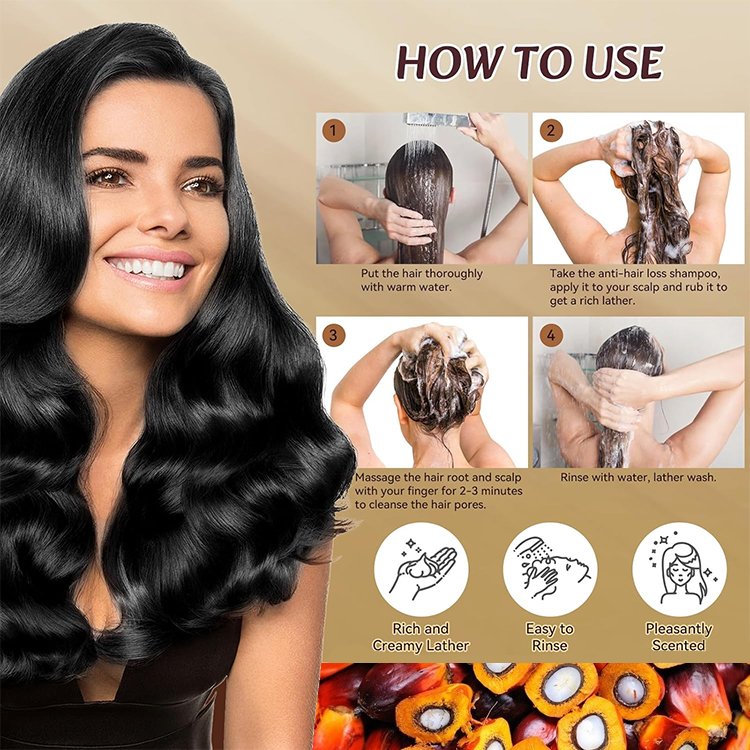 Batana Oil Shampoo Anti Frizz Nourish Anti-Hair Loss Natural Hair Regrowth Shampoo
