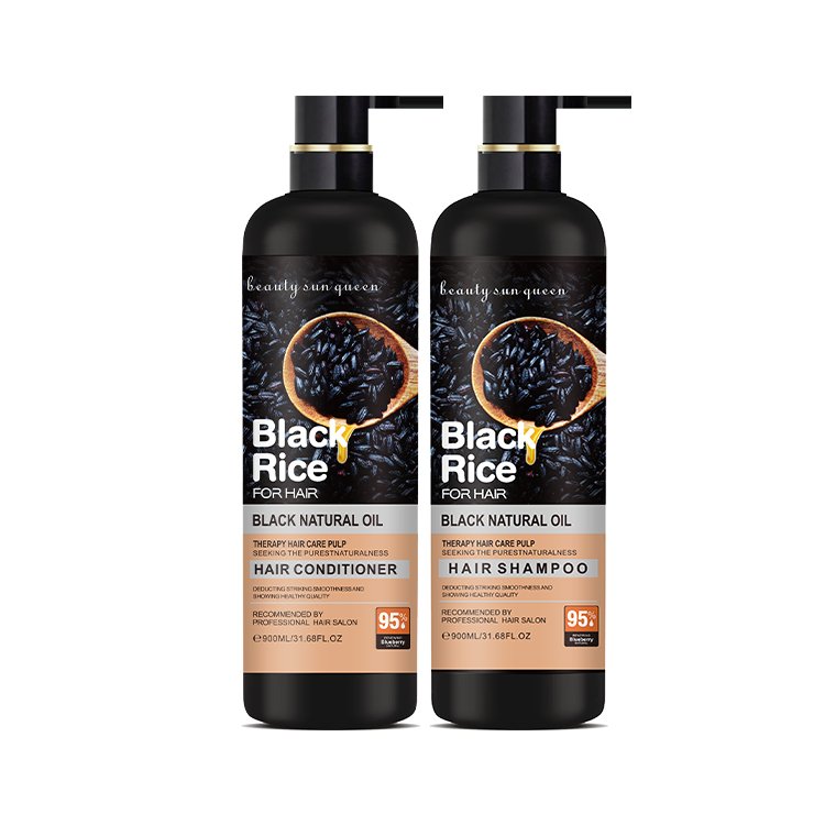 Private Label Daily Hair Care Shampoo Smoothing Deep Cleaning Hair Nourish Black Rice Shampoo And Conditioner Set
