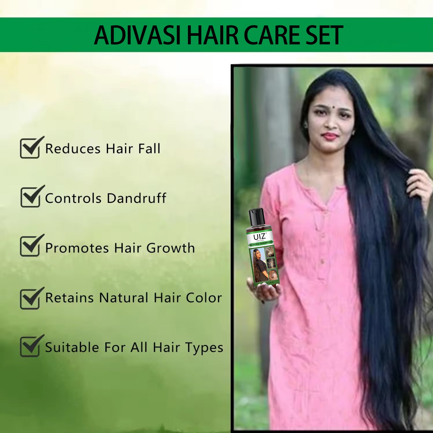 Adivasi Herbal Hair Growth Shampoo And Conditioner Repair Anti Hair Loss Treatment Thicker Oil Hair Regrowth Care Set