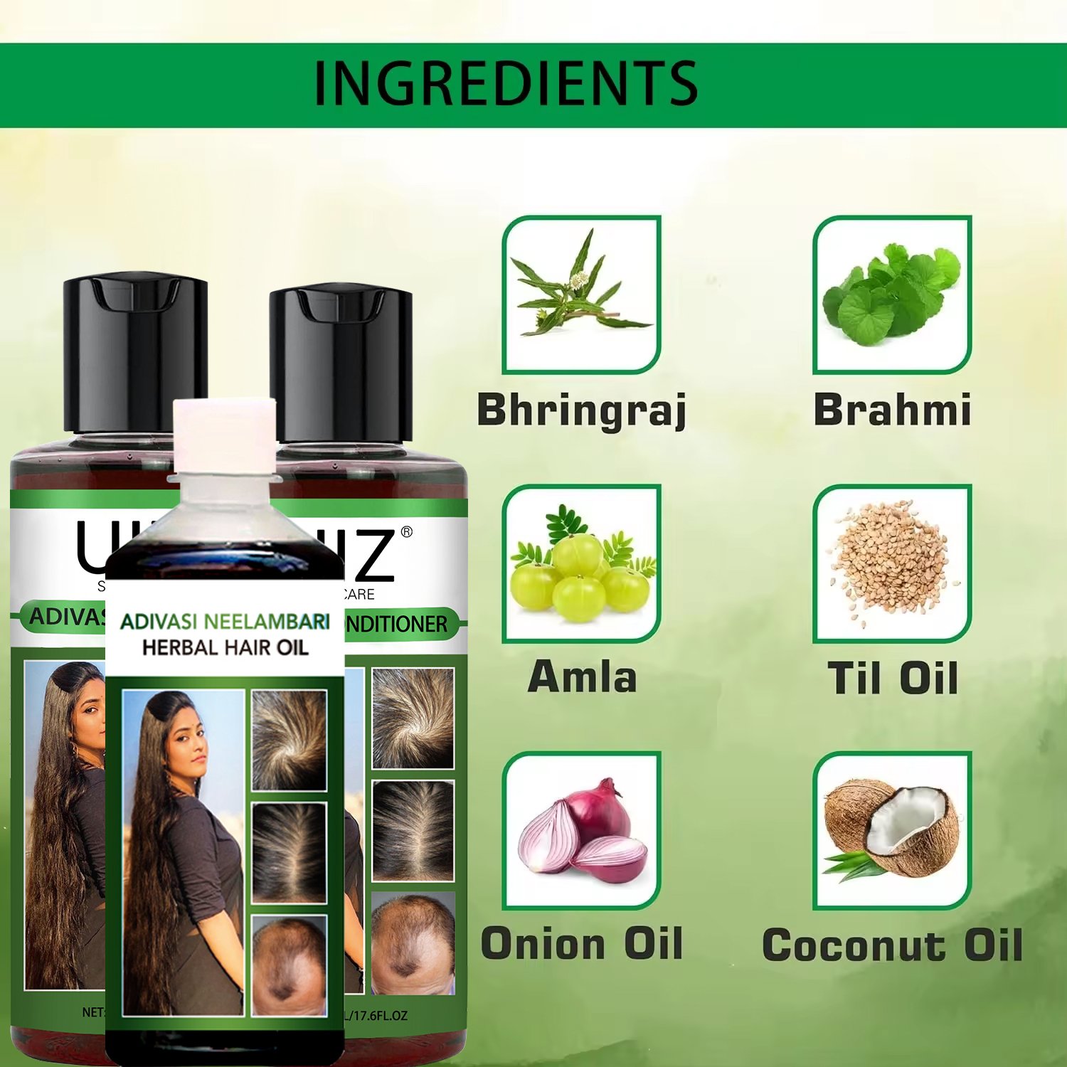 Adivasi Herbal Hair Growth Shampoo And Conditioner Repair Anti Hair Loss Treatment Thicker Oil Hair Regrowth Care Set