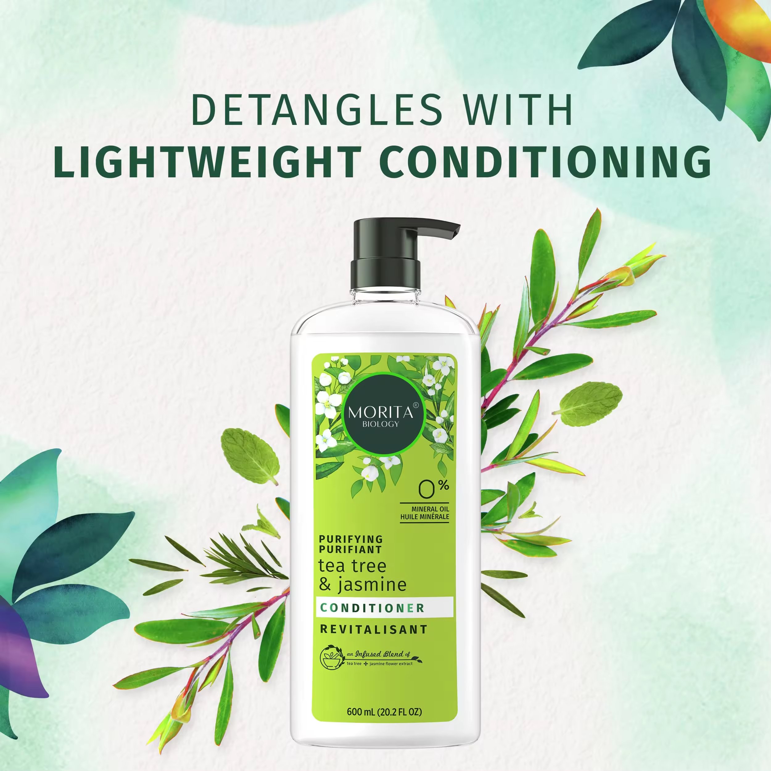 Luxury Shampoo and Conditioner Paraben-free Oil Control Smoothing & Jasmine & Tea Tree Natural Hair Care Set