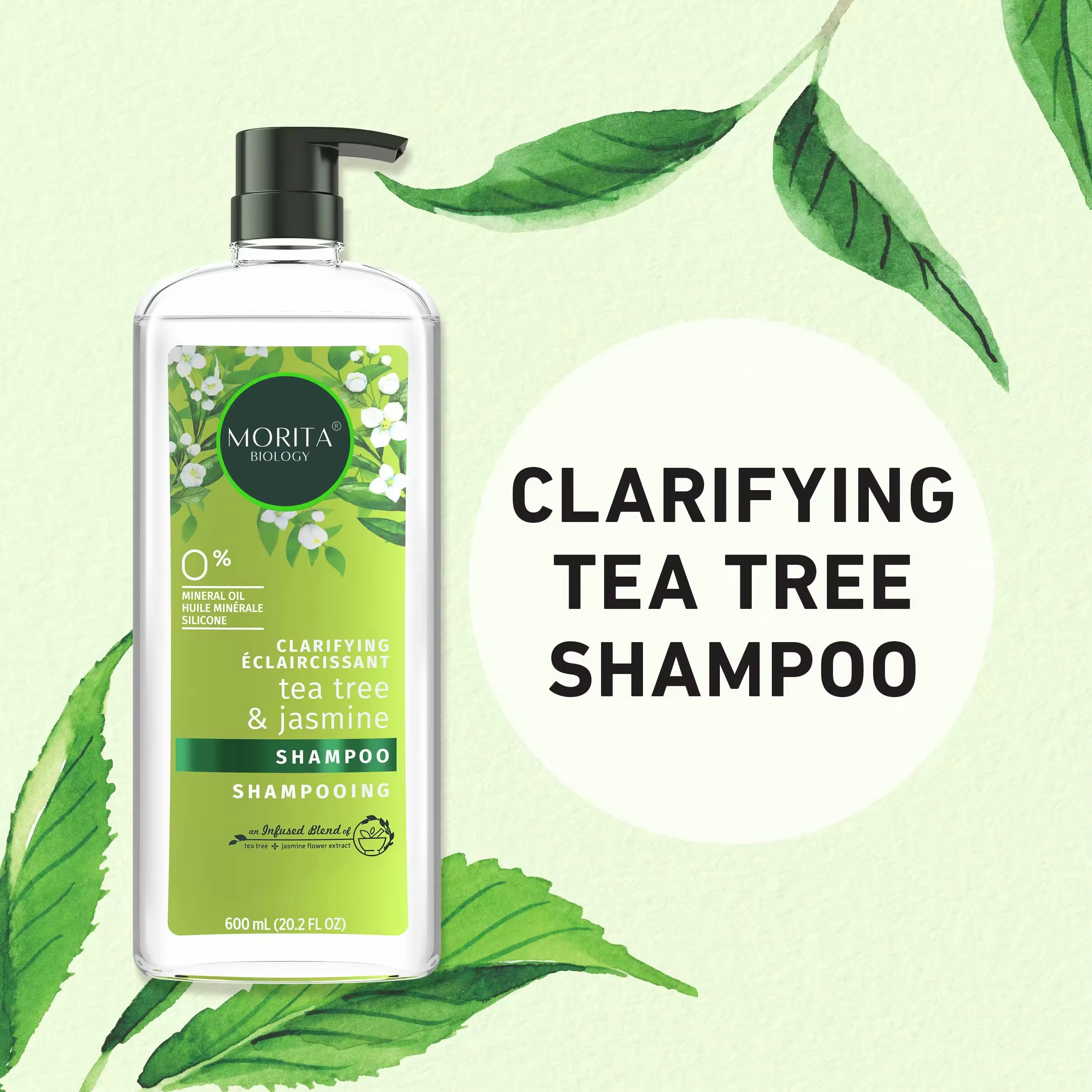 Luxury Shampoo and Conditioner Paraben-free Oil Control Smoothing & Jasmine & Tea Tree Natural Hair Care Set