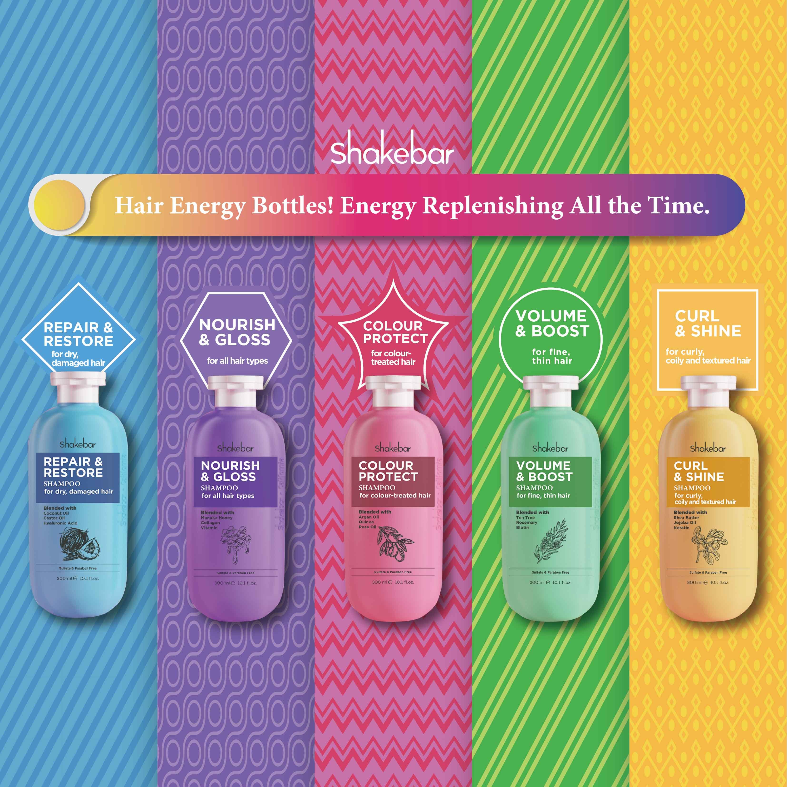 Shakebar Nourish & Gloss Shampoo and Conditioner Set Natural Herbal Honey Organic Moisture Collagen Shampoo